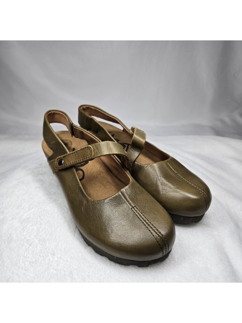 OTBT Prog Elmwood Clogs Olive Suede Leather Slingback Wedge Heel Women Size 10